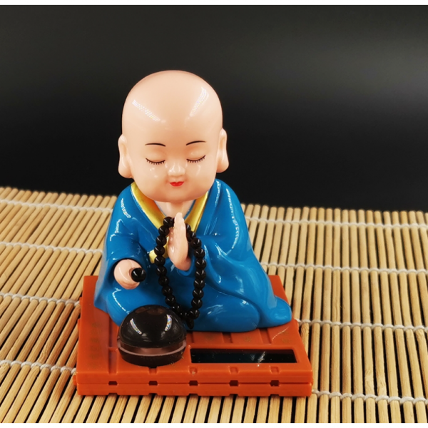 움직이는 동자 인형 스님 태양열 춤추는 인형 노호혼 차량용 쏠라, 청의