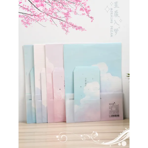 편지지 운몽 편지봉투 세트포장 고급 가로줄 컬러 학생 연서 상큼 문예 귀여운 아름다운 소녀하트 심플 이쁜 커플시계 아이디어 T07 편지봉투 편지지 제비꽃 .복숭아꽃 