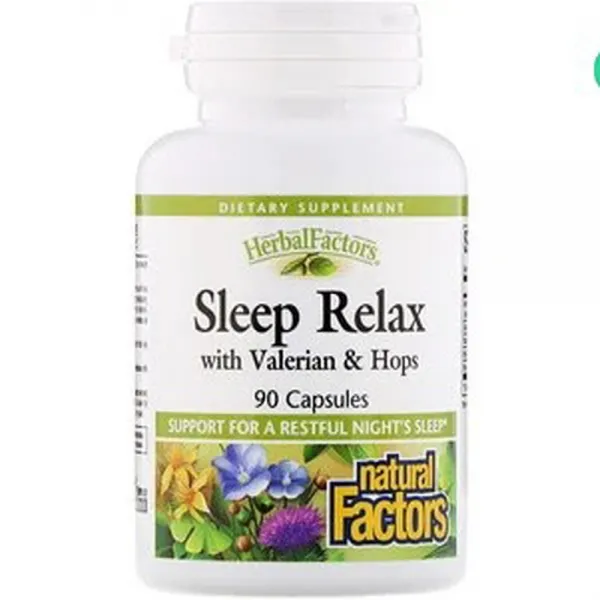 Natural Factors Sleep Relax with Valerian & Hops 네츄럴 팩터 슬립 릴렉스 위드 발레리안 홉 90정, 1팩