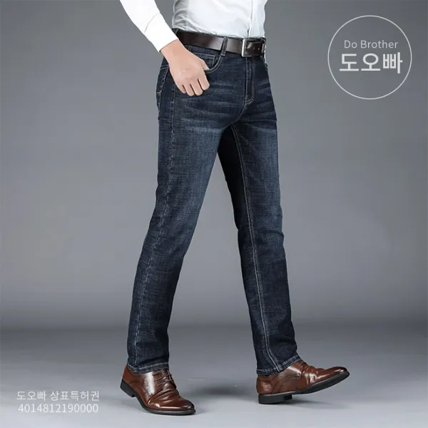 도오빠 남성 데님 청바지 캐주얼 안감 기모 벨벳 가을 겨울 생지 블랙 대학생 직장인 남자청바지 남자바지 기모바지 기모청바지