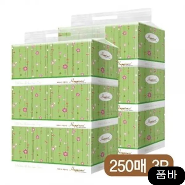 미용티슈 250매 꽃넝쿨 3P 기성품 1개 인쇄불가능