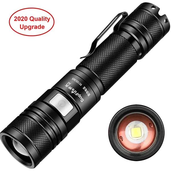 캠핑 하이킹 아웃도어용 줌블 플래시라이트 전술적 고루멘 라이트 크리 Led USB 충전식 플래시라이트 방수용 레드 토치, 상세페이지 참조
