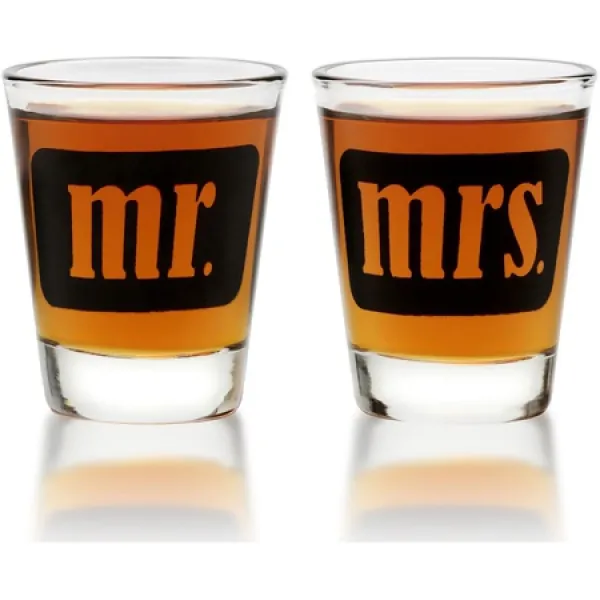 스마트 타트 디자인 Mr. Mrs. Shot Glasses-커플 용-약혼 결혼 기념일 하우스 온난화 안주인 선물-1., 상세 설명 참조0, 한 가지 색