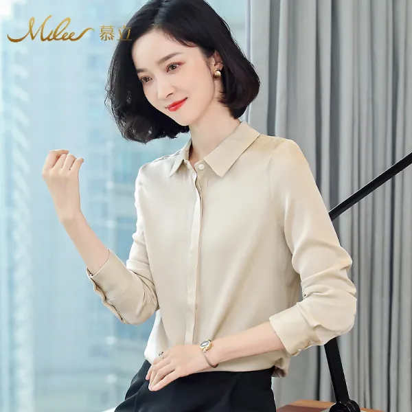 MULEE 모립 누에실 직무를 담당하다 마당 미시셔츠 솔리드 무지 빅사이즈 상의긴팔