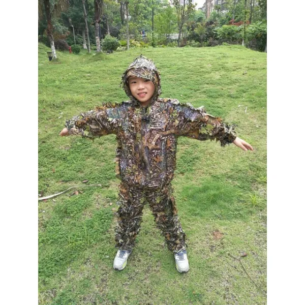 아이 3D 메이플 리프 위장 사냥 Ghillie 정장 내마 모성 스나이퍼 코스프레 정장 통기성 전술 군사 옷 세트