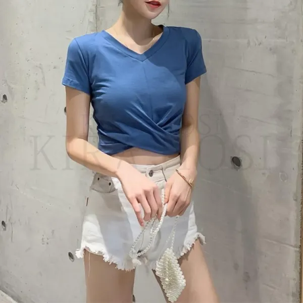 kirahosi 글래머 배꼽 티셔츠 반소매 크롭탑 크롭티 131호+덧신증정 CC0rxebh