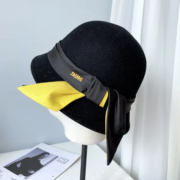 어 우아하다 혁본풍 양털 펠트 모자 자녀 가을 겨울 부딪치다 색 리본 어부 모자 갖가지 멋