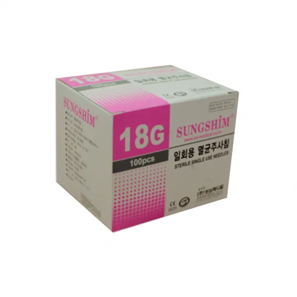 성심 일회용 주사침 18g x 38mm (1-1/2inch) 100개입