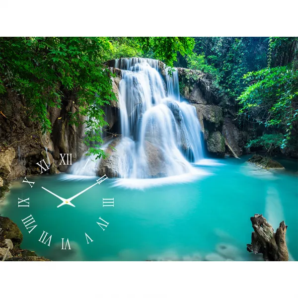 더윤 레티나 대형모던시계 풍수 해바라기 호랑이 풍경 폭포 그림 사진 카페 거실 인테리어 소품 액자 벽시계, 폭포1(45x60cm)