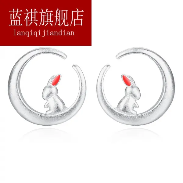 월 상 옥토끼 귀 찡 여 순은 문예 큐티 토끼 귀걸이 패션 창의디자인 느낌 귀고리