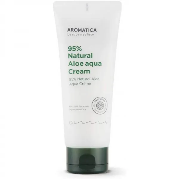 아로마틱 아 95 % 천연 알로에 아쿠아 크림 5.29oz / 150g 유기농 모이스쳐 라이징 채식주의 자 확증, 단일상품