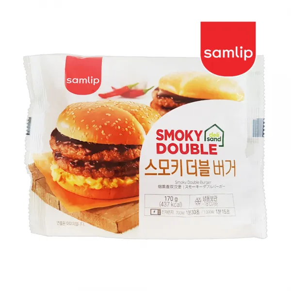 삼립 냉동 스모키더블버거 170g 1봉 편의점햄버거 매점빵식사, 1개