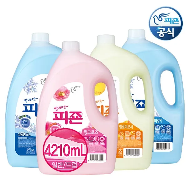 피죤 섬유유연제 대용량 4개 세탁세제 일반드럼겸용, 블루4210mlx4개, 4210ml