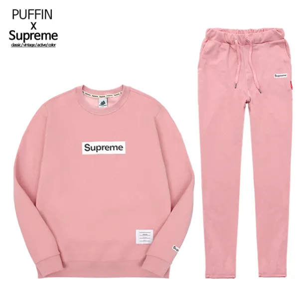 슈프림 [Supreme] 핑크특가 기모 후드 맨투맨 트레이닝복 세트_슈프림 로고박스