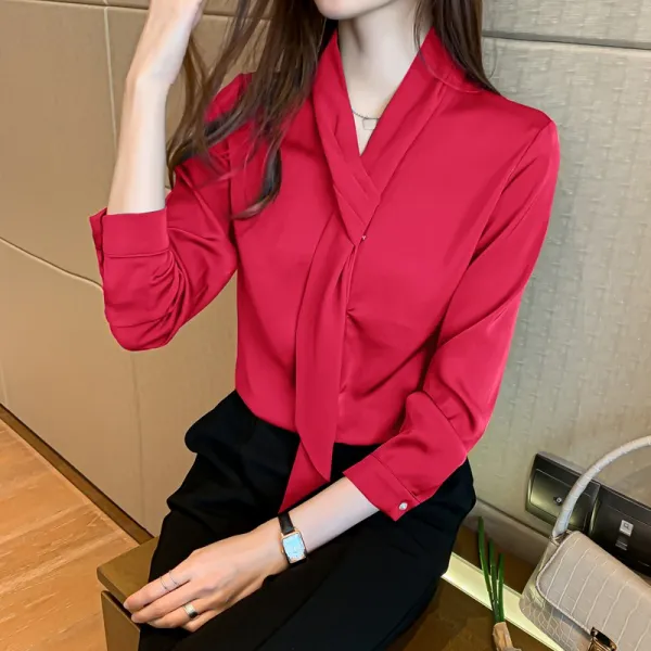 화이트 셔츠 여 긴팔 아우터 커리어 정장 여성 작업복 춘추 블루 셔츠옷차림이 다양하다