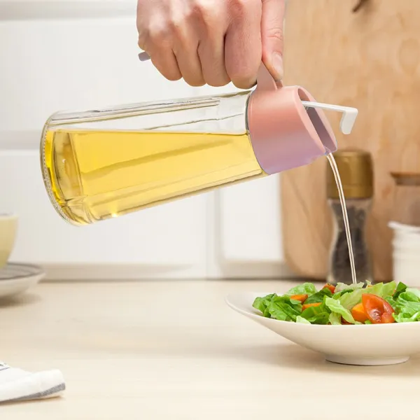 파랗다 무연 유리 기름 주전자 조미병 자동 개합 방유병 집 간장병 식초 병 주방용품 장미 금 500ml