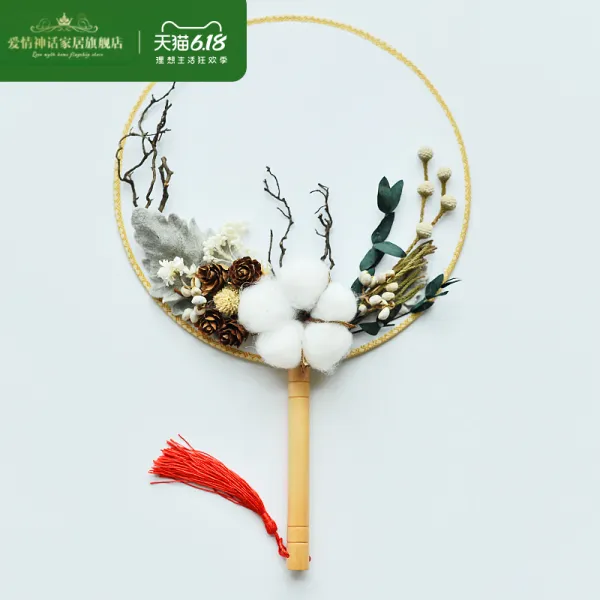 실크 여백 단선 세공 획 수 그림 숙 견 면 긴 손잡이 diy 고전 국화 수채화 지지 맞춤, 겨울 재료 가방 동이 말린 꽃 고무총