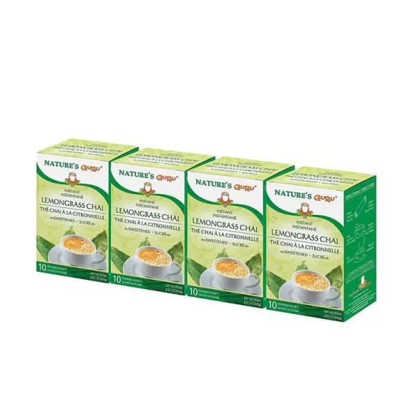 [미국직구]Nature's Guru 인스턴트 레몬 차 티료 믹스 싱글 온 고료 패킷 (4팩) 사브 10개 가당했습니다, 선택, 상세설명참조