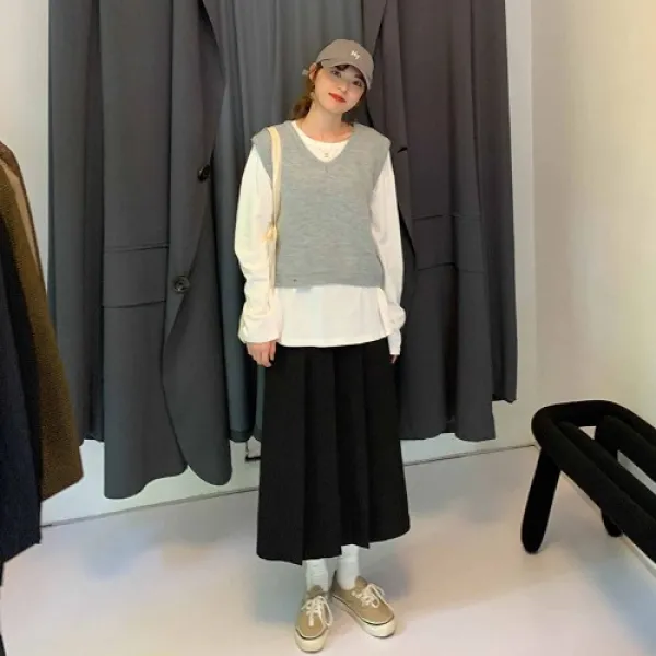 여제 단품 SKIRT 학원 파견함 소녀 클래식 교 공급감응 큐트 플리츠 스커트 여성