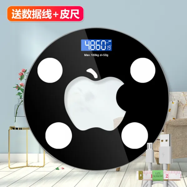 Others 금 묘 전자 가정용 정확 한 충전 체중계 인체 저울 창의 미니 건강 중량 계 충전 금 검은색 사과 28 28cm 상세페이지 참조 상세페이지 참조