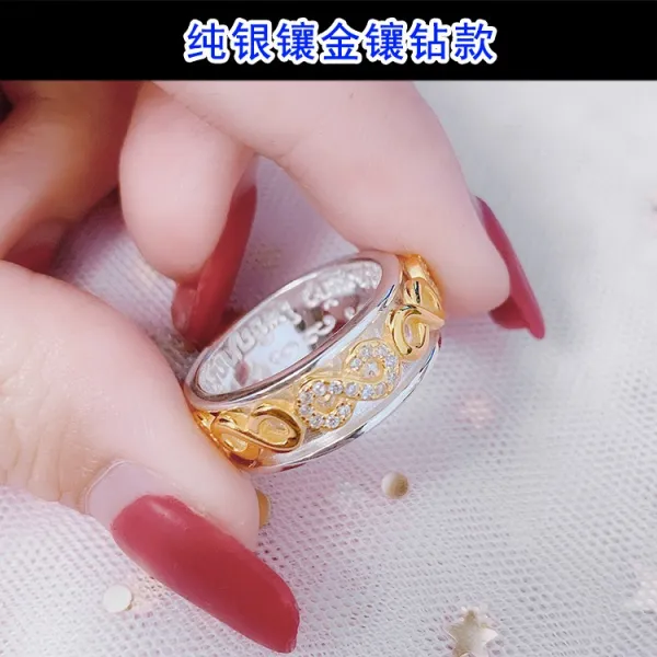 태국 불패 진품 바카라 쿠바 아리 고상함 살펴보다 경문 손장식 큐빅상감, M사이즈 （둘레 57mm ） 금상감 큐빅상감 타입