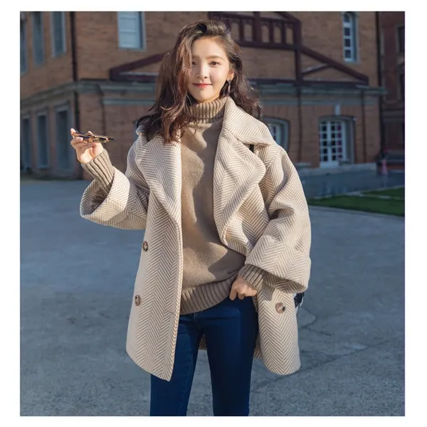 다올 2019 여성 헤링본 모직 반코트