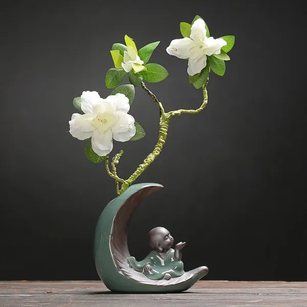 어린중 장식품 실내 액세서리 거실 부처님 꽃꽂이 사미 큐트 독창적 말린꽃 깨닫다 모조꽃