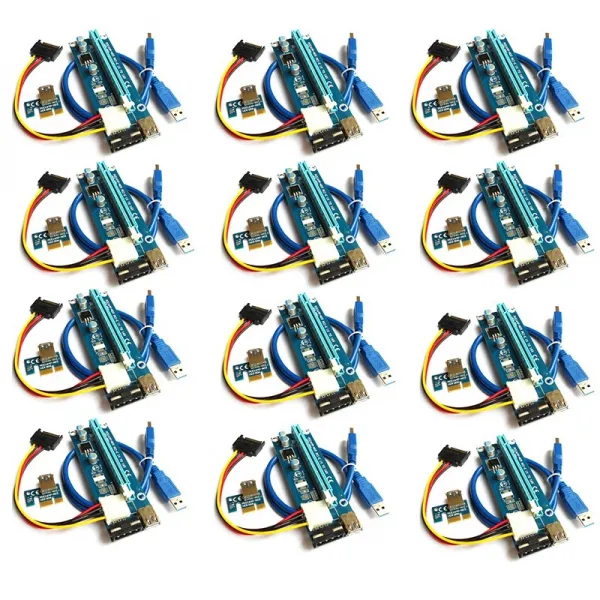 광업 12PCS PCI-E Express에 대한 60CM 4 핀 USB3.0 케이블은 16 배 익스텐더 라이저 카드를 라이저 카드 1X를 구동, 푸른, 하나