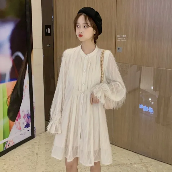 도깨비몰 여성 봄클래식 셀프웨딩 진주 버튼 수술 장식 원피스