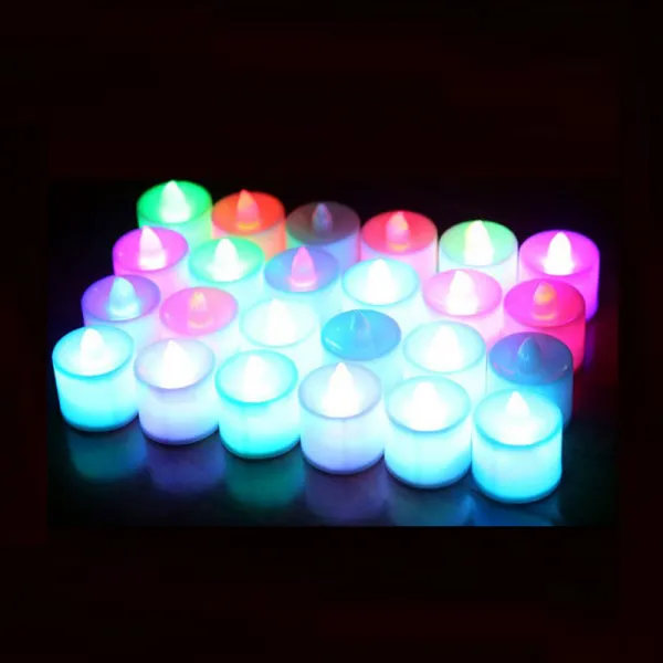 루아르모 꺼지지 않는 LED 티라이트 전자초 기타파티소품, 색벽환, 24개