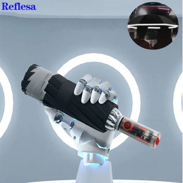 Reesa자동 우산 기계식 핸들 하이 Tec 파라솔 리바운드 방지 역방향 우산 꾸준히 수신