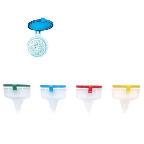 폐시약 깔대기 1세트(4가지 색상) 유독성 증기와 인화성 가스 차단 필터망 재질 PP, 1set, 4가지 색상