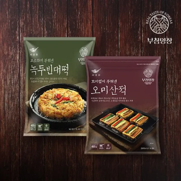 [K쇼핑][사옹원] 부침명장 녹두빈대떡 400g(200gx2개)+오미산적 450g(75gx6개), 단일상품