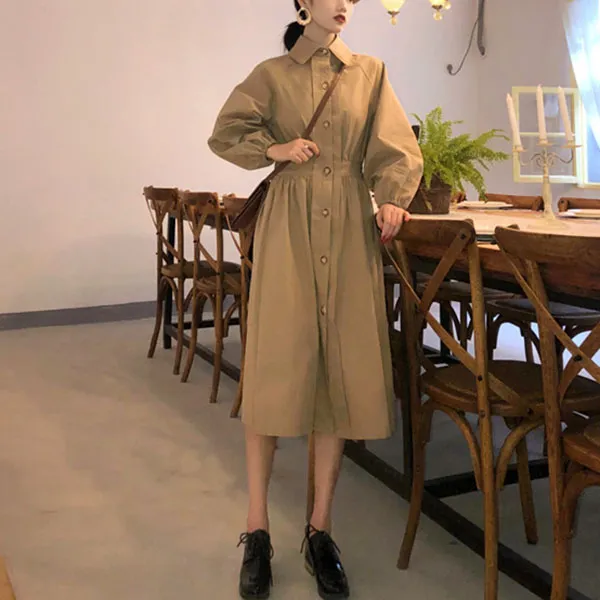 모리아 봄 가을 여성 트렌치 코트 QN