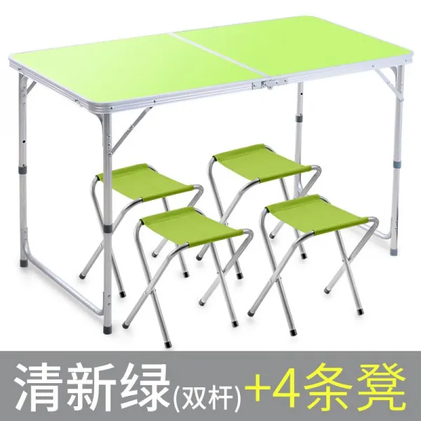 야외테이블 휴대용 야영 야외 테이블식 관절큐테이블 접이식테이블 긴탁자 마케팅 노점 자가운전여행 T11 N66쌍봉 그린색+4의자