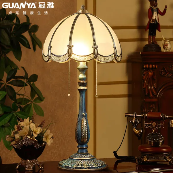 엔틱 스탠드 High-end American copper table lamp retro pure copper fifase bedroom bed warm luxury decoration living room -643314528816, (3x2) 타일 흰색 빛당겨 와이어 스위치
