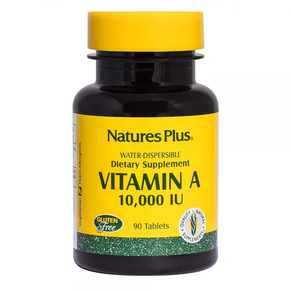 NaturesPlus 네이쳐스플러스 비타민A 10 000IU 90정(병당 약3개월) 야맹증 영양제, 1mg, 1개