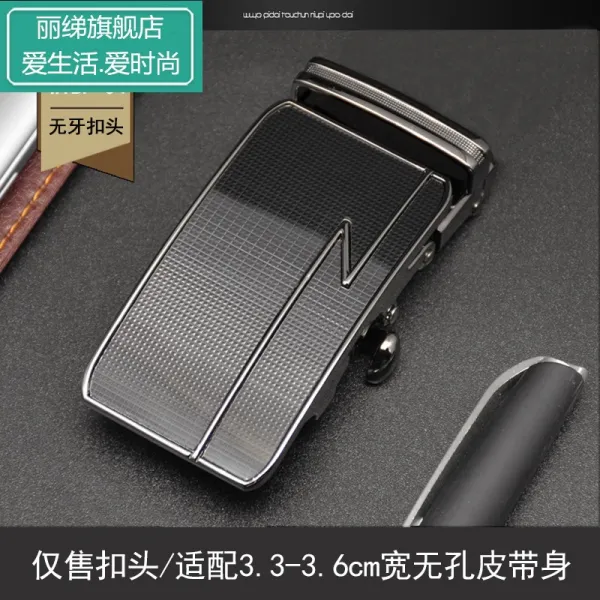 무 치 자동벨트 버클 프리 맨즈 가죽 밴드 남성 무치 벨트 카드 홀더 없음 35cm 평활, WYBP04 총