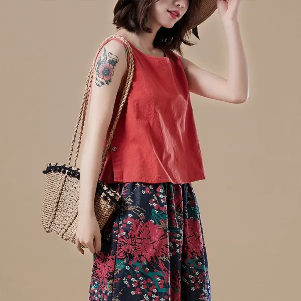 여성투피스세트 여성투피스세트 캐주얼린넨세트 라운드티셔츠+린넨바지 데일리룩세트 루즈핏빅사이즈d07