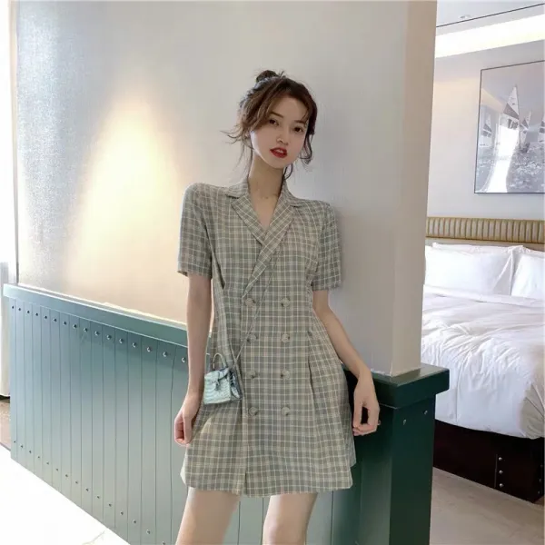 본풍은 소금기가 있고 달콤한 차 히 프렌치 키 여신 범 더블 버튼 정장 스커트 Zmzf 원피스