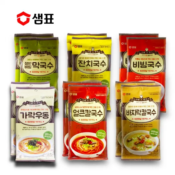 샘표 그때그추억 국수 6종 각2개씩 세트 총12개 사리잔치멸치비빔소면김치 1세트
