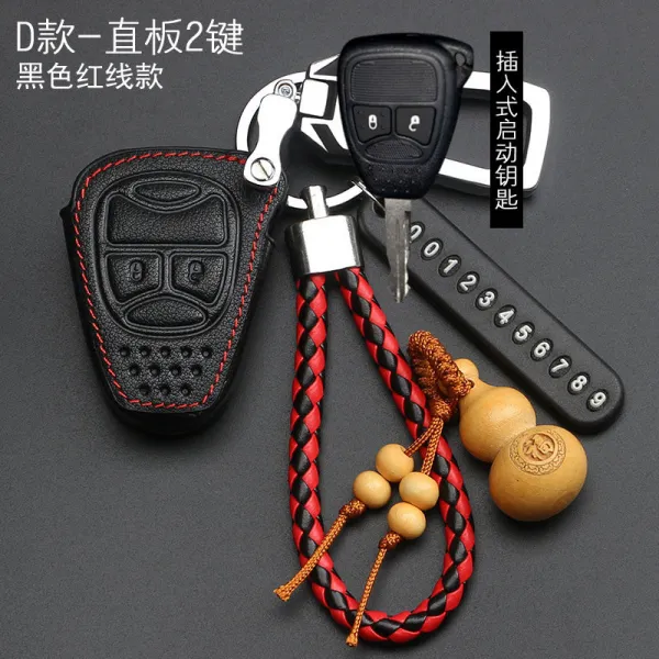 JEEP 지프 리얼가죽 키케이스 반들 1o drawing board type the chief commander 3o, 지프 D타입 -곧다 2건 블랙 붉은
