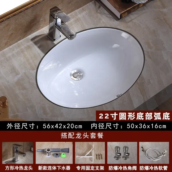 DIPYLON 세면기 도자기대 하분 세면대 가용 빌트인 원형 사각 베란다 세, 타원 22인치에 냉방열 용두 커버식사하다