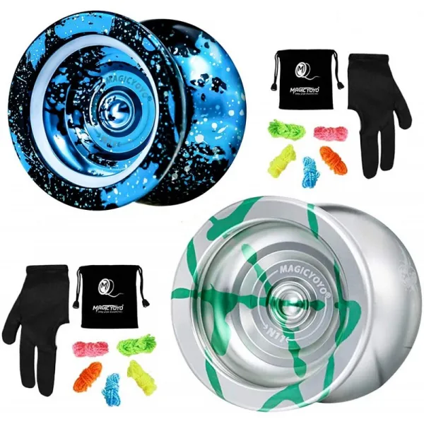2 N11 무응답 Yoyo Silver Green Black Blue Silver 2개 Yoyo Bags 2 Yoyo 장갑 10개 Yoyo String:, 단일옵션