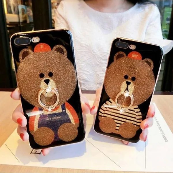 에스컴 핸드폰케이스 노트10플러스 멜빵줄무늬 곰돌이 스마트링 케이스