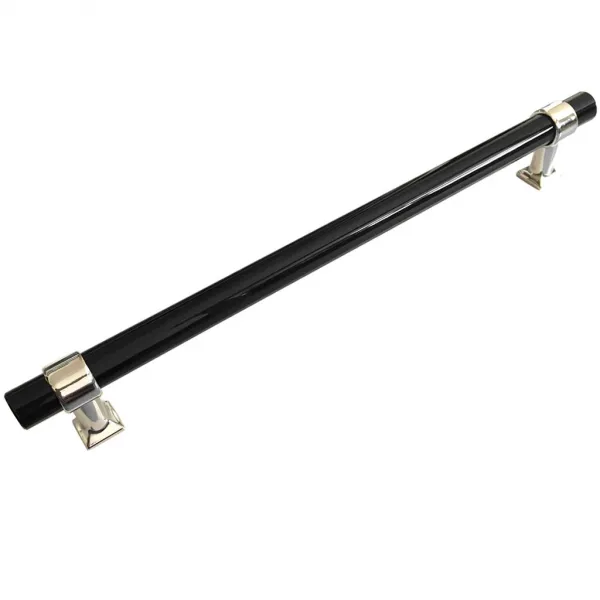 QDY 조정 가능한 피치를 가진 까만 아크릴 부엌 문 내각 손잡이 잡아 당기기 손잡이, 크롬 - 300mm