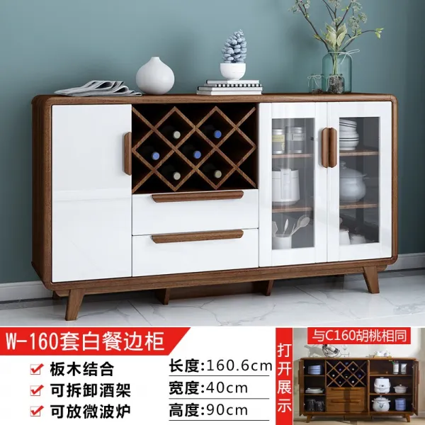 전자레인지 중국스타일 식탁 모던 심플 원목 찻물 그릇수납장 술장 주방 사물함, T16-W-160세트 공밥 사이즈장(포장한), C02-3문