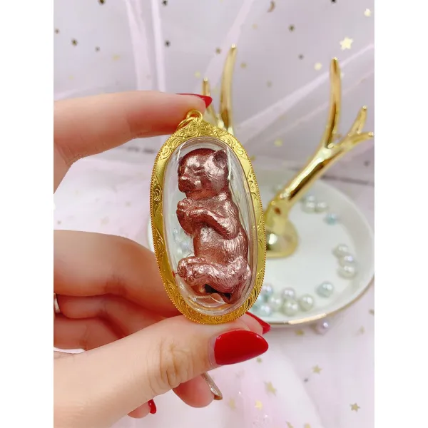 태국 불패 진품 바카라 불태각 쿠바 반소식함 재능을 발휘하다 고양이 아크릴 도금, 로즈 골드 （도금 케이스 ）