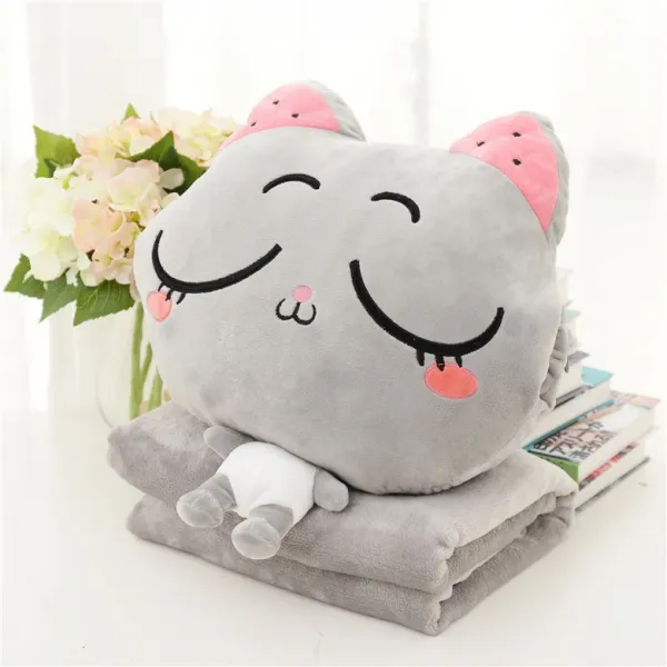 EVSOUMAC 쿠션담요 고양이 쿠션 공부방 낮잠 베개, 회색곁눈