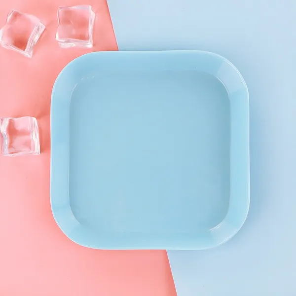 로디나 식사를 대접하다 접시와 토골나비 비닐 플라스틱 사각접시 디저트 그릇 반찬접시 쓰레기 앞 자, 4개입 순 블루 작은방 접시 15